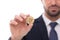 Businessman holding bitcoin isolated closeup