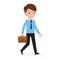 Businessman holding briefcase. He enjoyed walking. vector illustration.