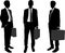 Businessman holding briefcase silhouettes