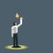 Businessman holding burning torch in dark