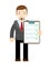 Businessman holding business contract and agreement paper
