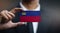 Businessman Holding Card of Liechtenstein Flag