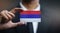 Businessman Holding Card Republika Srpska Flag