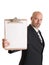 Businessman holding clipboard