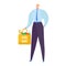 Businessman holding eco-friendly grocery bag with fresh food. Male professional with sustainable shopping. Environmental