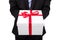 Businessman holding gift box