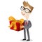 Businessman holding gift box