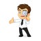 Businessman holding magnifying glass