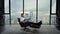 Businessman holding open newspaper in office. Worker reading financial newspaper