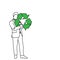 Businessman holding recycling sign vector illustration sketch ha