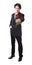 Businessman holding a red rose,attractive 40 years old asion man