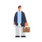 Businessman holding suitcase happy business man standing pose success concept male office worker in formal wear flat