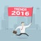 Businessman holding trends 2016 sign - Vector
