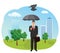 Businessman holding an umbrella