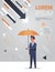 businessman holding umbrella economic arrows fall down financial crisis bankrupt investment risk protection concept