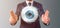 Businessman holding a visual recognition eye concept with data - 3d rendering