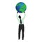 Businessman holds the earth globe above his head. Vector