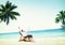 Businessman Holiday Working Business Travel Beach Concept