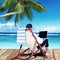 Businessman Holiday Working Business Travel Beach Concept