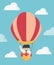 Businessman in hot air Big Idea. balloon competition concept
