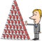 Businessman and house of cards cartoon