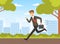 Businessman in Hurry Running with Briefcase Outdoors Vector Illustration