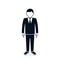 Businessman icon in suit full height. Isolated vector on white. Standing Person. Front view man