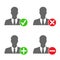 Businessman icons with add, delete, accept & block signs