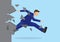 Businessman illustration of breaking through the wall. Breakthrough challenge concept for success