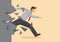 Businessman illustration of breaking through the wall. Breakthrough challenge concept for success