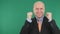 Businessman Image Smile and Gesticulate Enthusiastic With Green Screen in Backgr