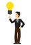 Businessman with a imagination light bulb. Concept of creativity or innovation