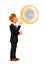 Businessman inflating a bubble with euro