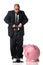 Businessman Inflating Piggy Bank