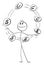 Businessman Juggling With Word Success , Vector Cartoon Stick Figure Illustration