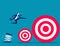 Businessman jump across small to big targets. Business goal vector illustration