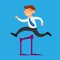 Businessman jump over obstacle business challenge cartoon character vector