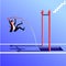 Businessman jumping with a pole