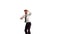 Businessman jumping up and taking self portrait