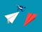 Businessman jumps from one plane to another flying. Concept business vector illustration, Flat character, direction, opposite