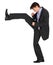 Businessman kicks up on white background