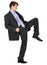 Businessman knee kick on white background