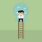 Businessman on ladder to the success
