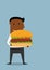 Businessman with large appetizing hamburger