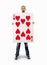 Businessman with large playing card