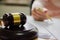 businessman or lawyers sitting office signing contract papers on wood table. Law of advisor Concepts and vintage, Sunset light.