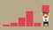 Businessman lift increase bar chart