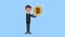 businessman lifting bitcoin cryptocurrency animation