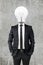 Businessman with light bulb head, creativity in business concept