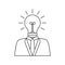 Businessman with lightbulb head line icon